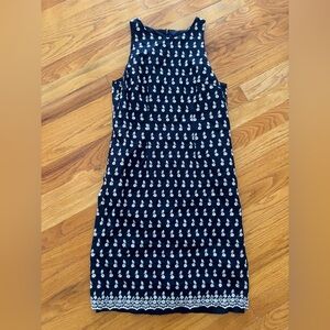 Ann Taylor Navy and White Floral Eyelet Sheath Dress size 2